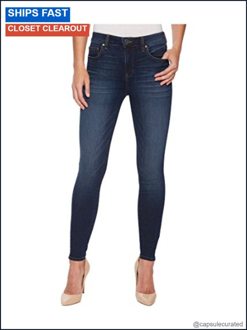 High-Rise Ankle Skinny Stretch Jeans Slim Fit Five-Pocket